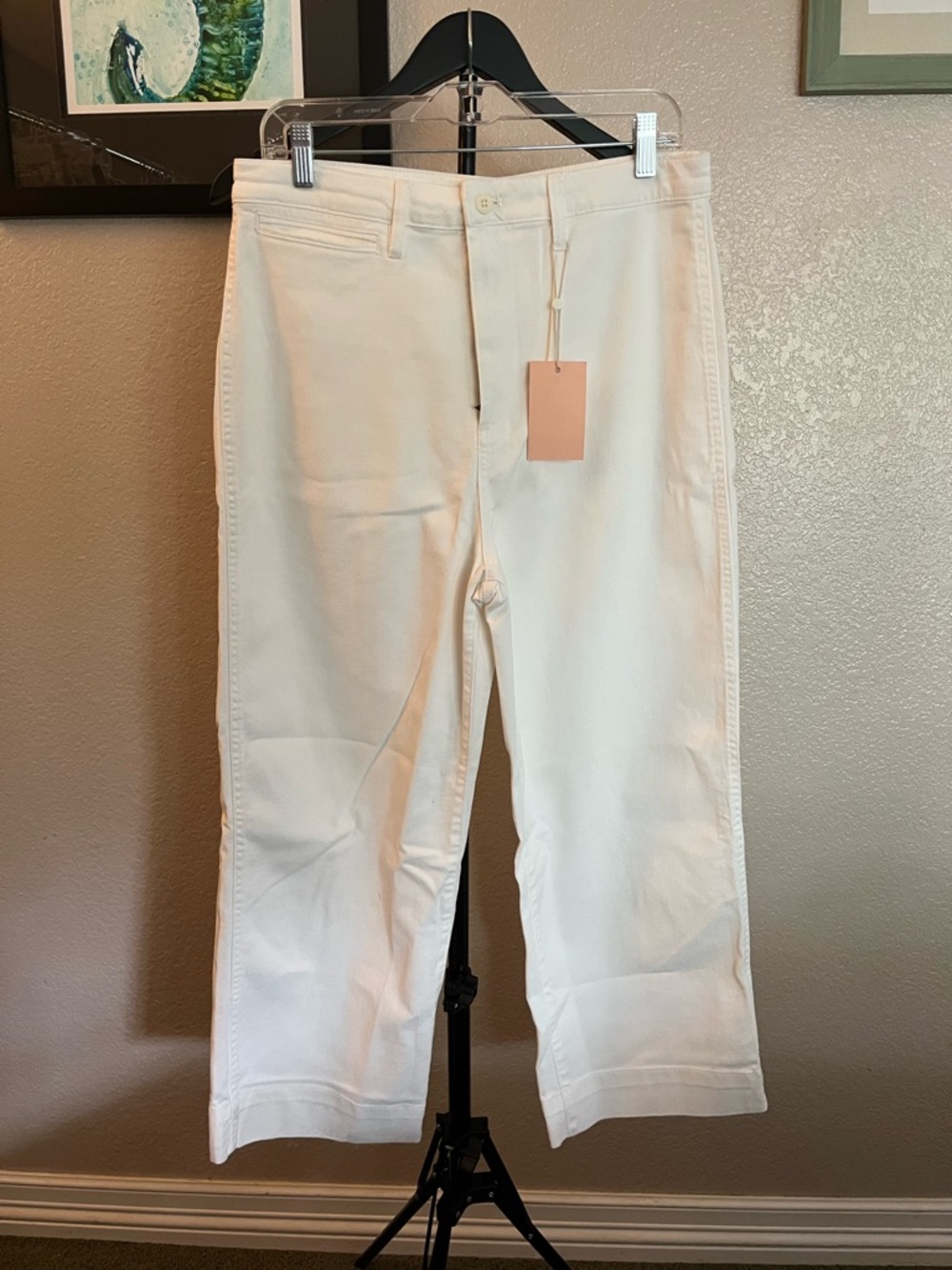 Quince White Cropped Pants